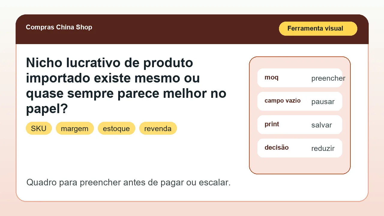Ferramenta visual para aplicar o artigo Nicho lucrativo de produto importado existe mesmo ou quase sempre parece melhor no papel?